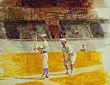 Players Canvas Paintings - Baseball Players Practicing
